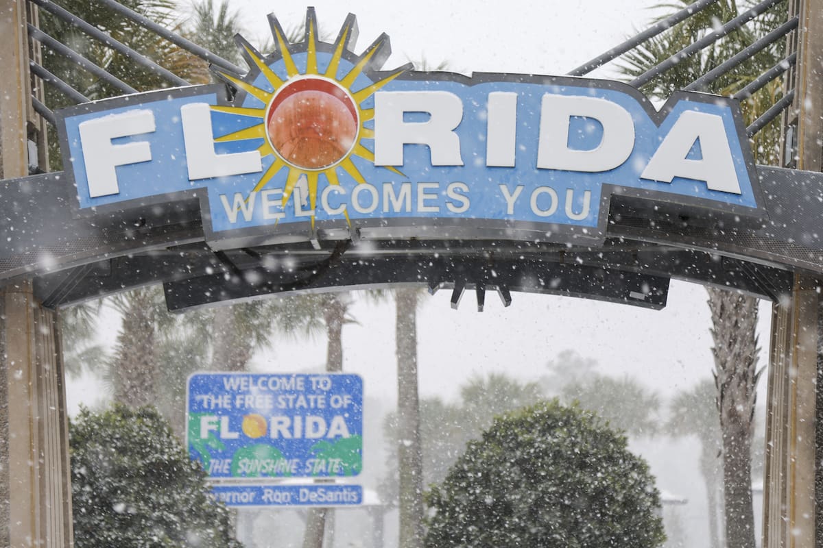 Cuánta nieve cayó en Florida y qué se espera de la ola de frío para las próximas horas