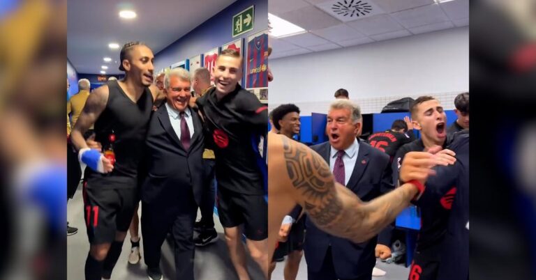 LAPORTA BARÇA LALIGA | Así vivió Laporta la fiesta en el vestuario con los jugadores tras ganar la Liga