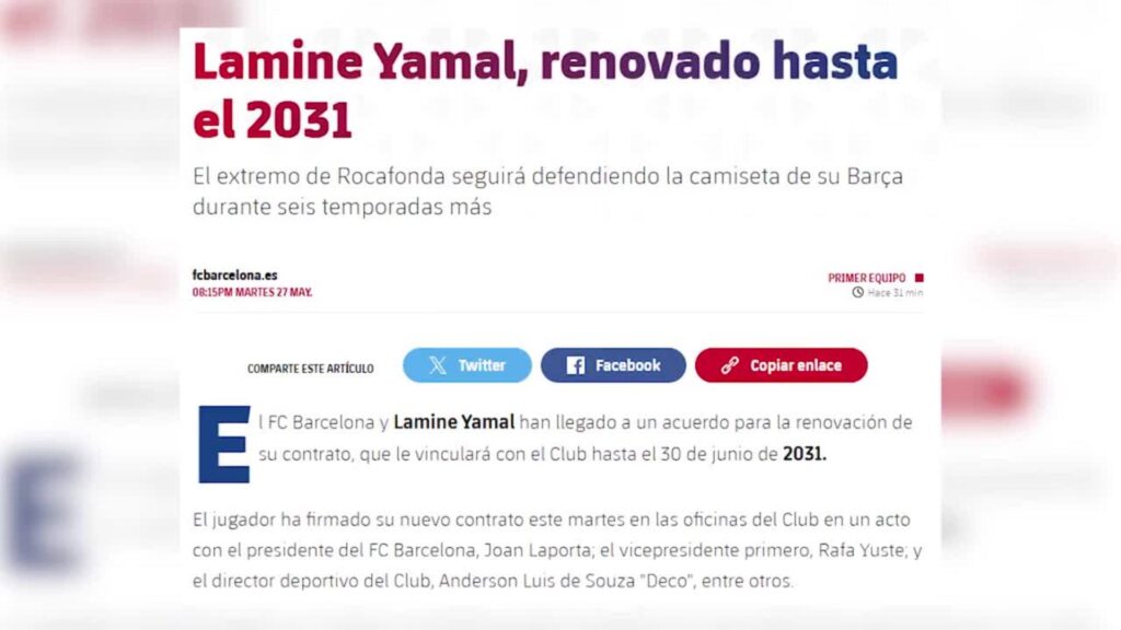 Lamine Yamal renueva con el FC Barcelona hasta 2031 Lamine Yamal renueva con el FC Barcelona hasta 2031